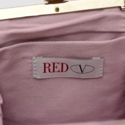 RED Valentino Gold Leather 'Studded Bow' Framed Shoulder Bag