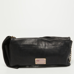 Pre Owned RED Valentino Black Leather Bow Chain Clutch