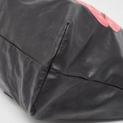 Pre Owned RED Valentino Black Leather Lips Shopper Tote