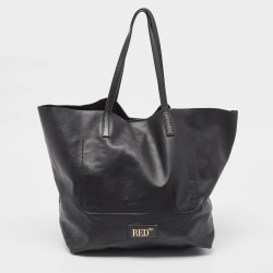 Pre Owned RED Valentino Black Leather Lips Shopper Tote