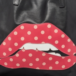 Pre Owned RED Valentino Black Leather Lips Shopper Tote
