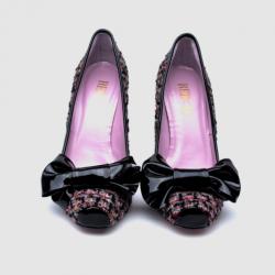 RED Valentino Tweed & Patent Leather Bow Pumps Size 38