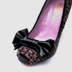 RED Valentino Tweed & Patent Leather Bow Pumps Size 38