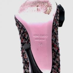 RED Valentino Tweed & Patent Leather Bow Pumps Size 38