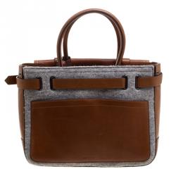 Pre Owned Reed Krakoff Brown/Grey Leather and Felt Boxer Tote