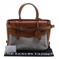 Pre Owned Reed Krakoff Brown/Grey Leather and Felt Boxer Tote