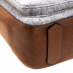 Pre Owned Reed Krakoff Brown/Grey Leather and Felt Boxer Tote