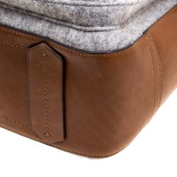 Pre Owned Reed Krakoff Brown/Grey Leather and Felt Boxer Tote