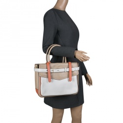 Pre Owned Reed Krakoff Tri Color Leather Medium Boxer Tote