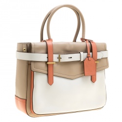 Pre Owned Reed Krakoff Tri Color Leather Medium Boxer Tote
