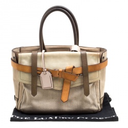 Reed Krakoff Beige Leather and Fabric Boxer Tote