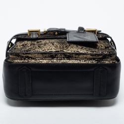 Pre Owned Reed Krakoff Black/Gold Suede and Leather Micro Boxer Tote