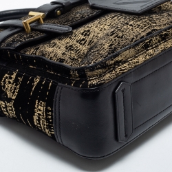 Pre Owned Reed Krakoff Black/Gold Suede and Leather Micro Boxer Tote