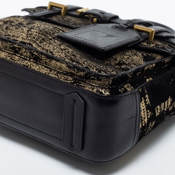 Pre Owned Reed Krakoff Black/Gold Suede and Leather Micro Boxer Tote