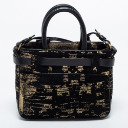 Pre Owned Reed Krakoff Black/Gold Suede and Leather Micro Boxer Tote
