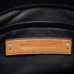 Pre Owned Reed Krakoff Black/Gold Suede and Leather Micro Boxer Tote