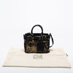 Pre Owned Reed Krakoff Black/Gold Suede and Leather Micro Boxer Tote