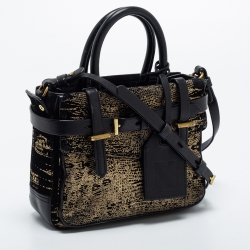 Pre Owned Reed Krakoff Black/Gold Suede and Leather Micro Boxer Tote