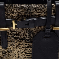 Pre Owned Reed Krakoff Black/Gold Suede and Leather Micro Boxer Tote