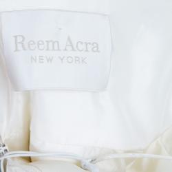 Reem Acra Embellished Pleated Silk Wedding Dress L