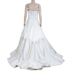 Reem Acra Embellished Flare Wedding Dress M