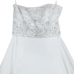 Reem Acra Embellished Flare Wedding Dress M