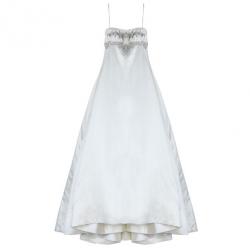 Reem Acra Embellished Ruched Wedding Dress L