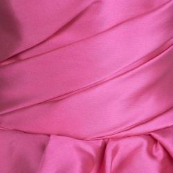 Reem Acra Pink Satin Draped Ruffle Layered Strapless Gown M