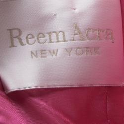 Reem Acra Pink Satin Draped Ruffle Layered Strapless Gown M