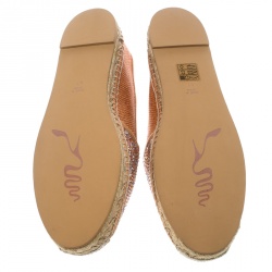 René Caovilla Peach Pink Canvas and Crystal Embellished Satin Espadrille Size 41