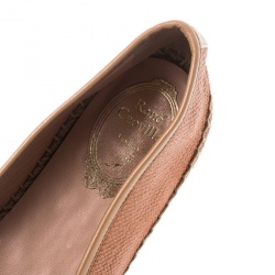 René Caovilla Peach Pink Canvas and Crystal Embellished Satin Espadrille Size 41
