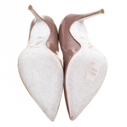 René Caovilla Taupe Leather Pointed Toe Pumps Size 38.5