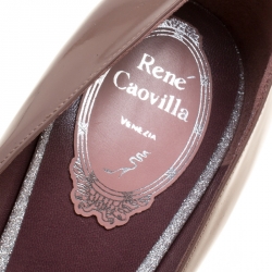 René Caovilla Taupe Leather Pointed Toe Pumps Size 38.5