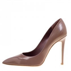 René Caovilla Taupe Leather Pointed Toe Pumps Size 38.5