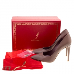 René Caovilla Taupe Leather Pointed Toe Pumps Size 38.5