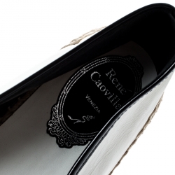 Rene Caovilla Monochrome Lace And Leather Floral Embellished Espadrilles Size 41