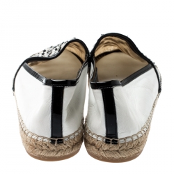 Rene Caovilla Monochrome Lace And Leather Floral Embellished Espadrilles Size 41