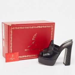 René Caovilla Black Python Slide Sandals Size 39