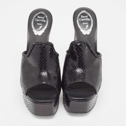 René Caovilla Black Python Slide Sandals Size 39