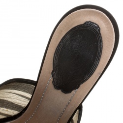 Rene Caovilla Black Chiffon Crystal Embellished Slides Size 38