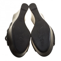 René Caovilla Black Crystal Embellished Wedge Slides Size 38