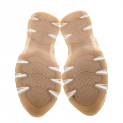 Pre Owned Rene Caovilla Beige/White Lace Flower Embellished Lace Up Sneakers Size 38