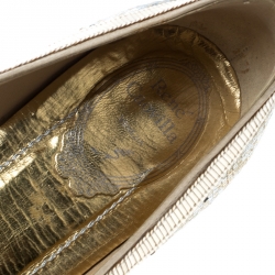 Pre Owned René Caovilla Gold/Silver Glitter Ballet Flats Size 38.5