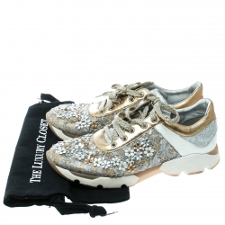 Pre Owned Rene Caovilla Beige/White Lace Flower Embellished Lace Up Sneakers Size 39