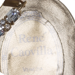 Pre Owned Rene Caovilla Metallic Gold Crystal Embellished Strappy Sandals Size 38