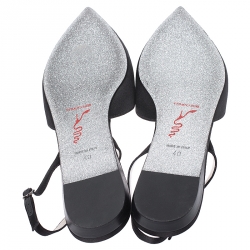 Pre Owned Rene Caovilla Black Crystal Embellished Satin Operina Slingback Flats Size 40