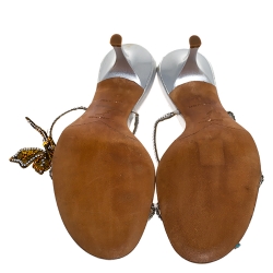 مملوكة مسبقًا حذاء سلايدز رينيه كوفيلا سويدي مزخرف بيج مقاس 38.5