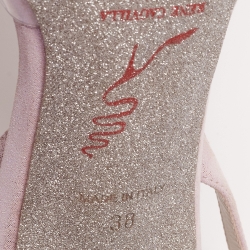 René Caovilla Lilac Shimmer Suede and PVC Claire Crystals Embellished Sandals Size 38
