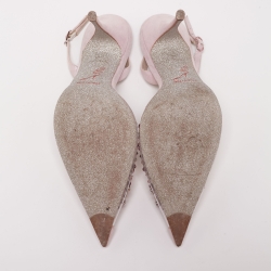 René Caovilla Lilac Shimmer Suede and PVC Claire Crystals Embellished Sandals Size 38