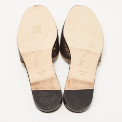 Pre Owned René Caovilla Gold Python and Crystal Embellished Flat Slides Size 39  